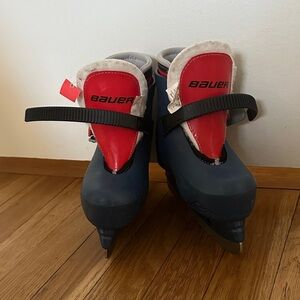 Bauer Red and Blue Ice Skates